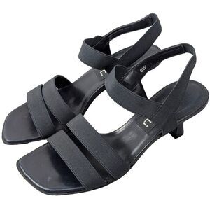 Vaneli Ariza Sandals Womens 6W Navy Blue Elastic Slides Strappy Casual‎ 2" Heel